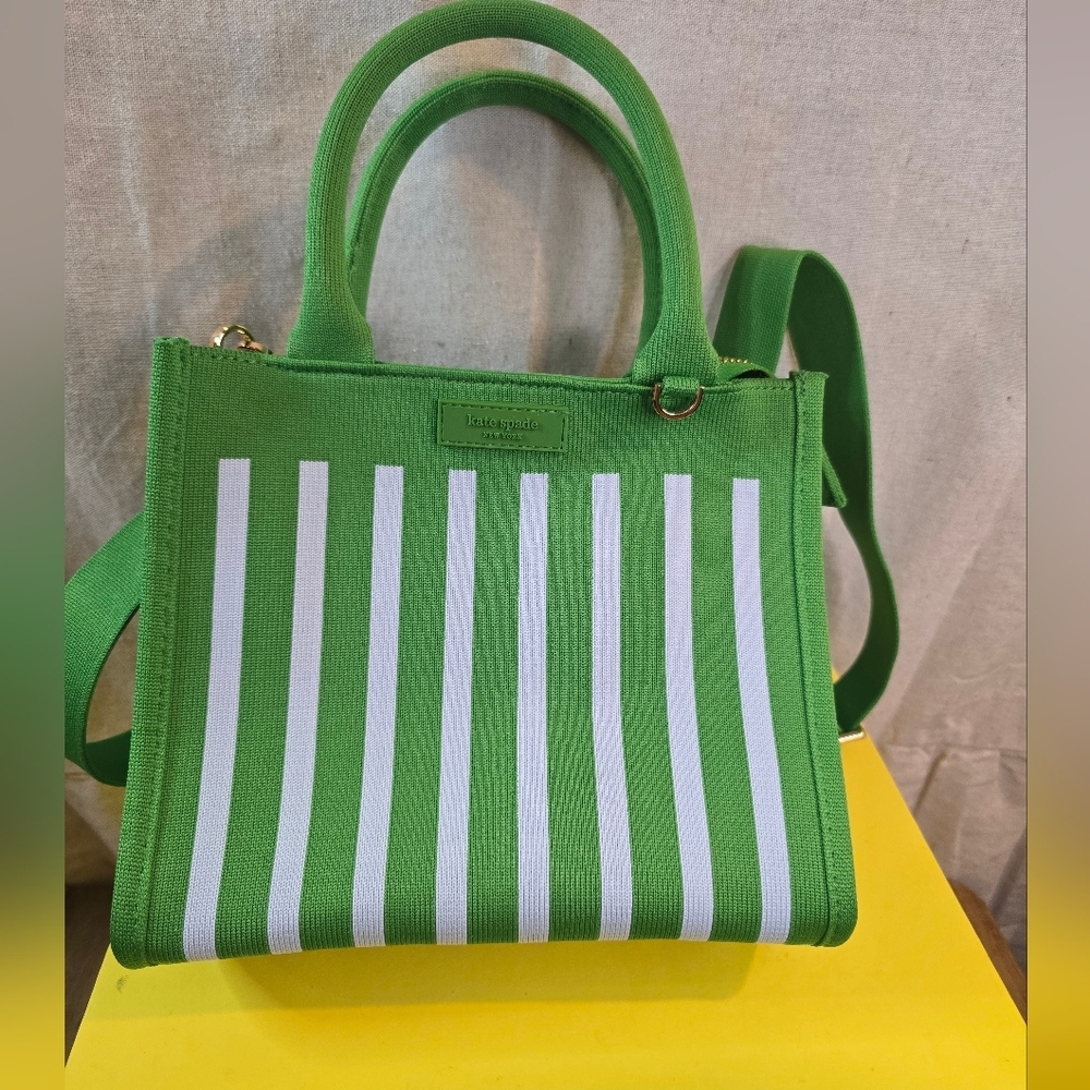 Kate Spade Vibrant Green and White Tote